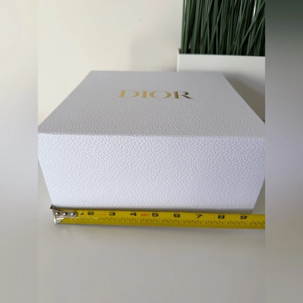 Dior Luxury Gift Box Set White Textured Presentation Box w/ Ribbon & Card New